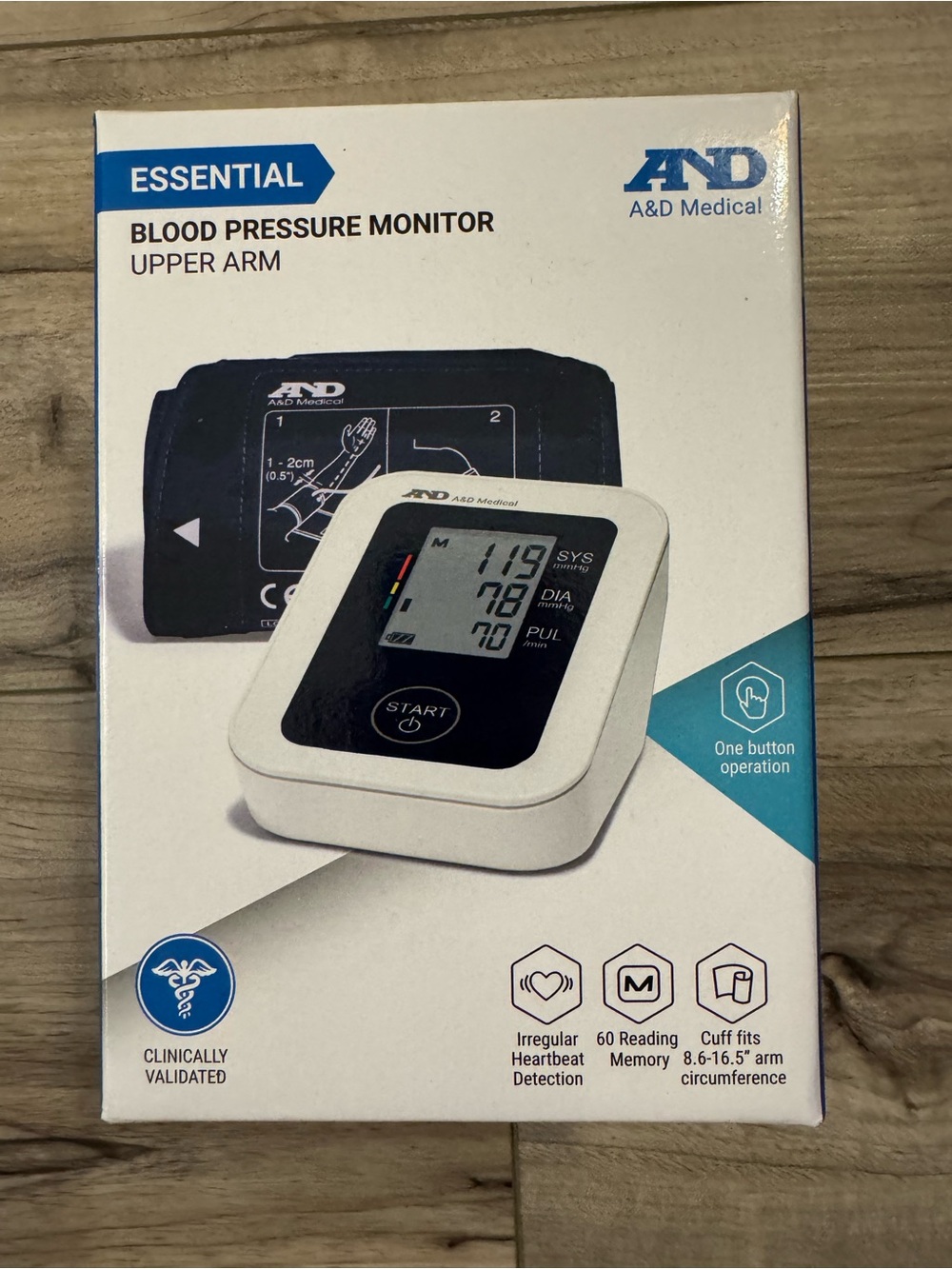 A&D Medical Essential Upper Arm Blood Pressure Monitor-White